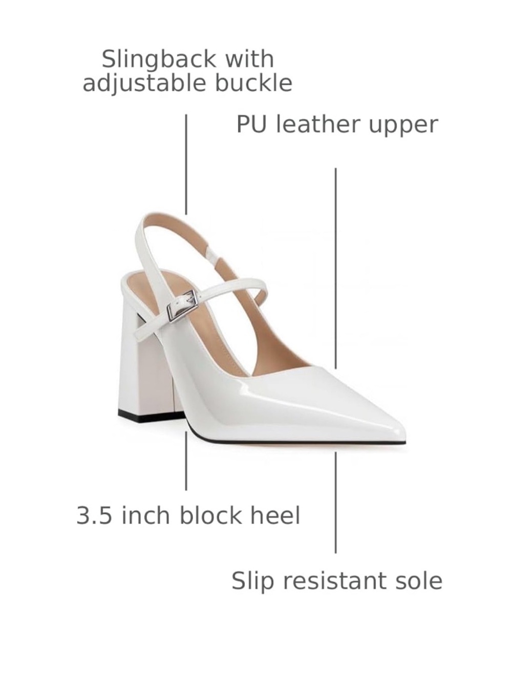 Women's Pumps Slingback Chunky Heels Toe Comfortable Slip-on Sandals - Picture 6 of 8